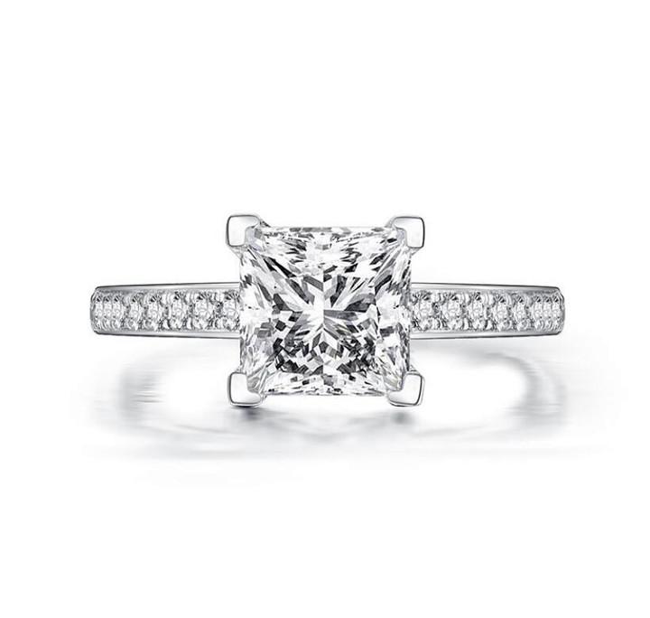 1.6 carat princess-cut diamonds engagement ring sterling silver band for women